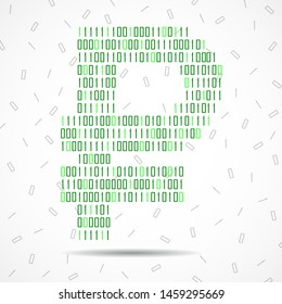 Abstract sign ruble of binary code, technology logo