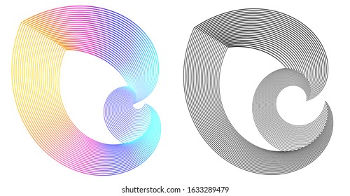 Abstract sign. Semicircle flat icon. Half round many lines image. Vector illustration eps 10 logo for web design, mobile & infographic. Blue & rainbow tone pattern isolated on white background.