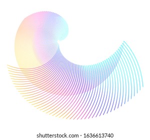 Abstract sign. Semicircle flat icon. Half round many lines image. Vector illustration eps 10 logo for web design, mobile & infographic. Black & rainbow tone pattern isolated on white background.