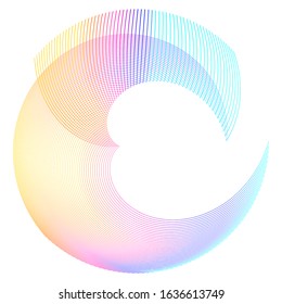 Abstract sign. Semicircle flat icon. Half round many lines image. Vector illustration eps 10 logo for web design, mobile & infographic. Black & rainbow tone pattern isolated on white background.