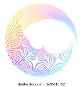 Abstract sign. Semicircle flat icon. Half round many lines image. Vector illustration eps 10 logo for web design, mobile & infographic. Black & rainbow tone pattern isolated on white background.