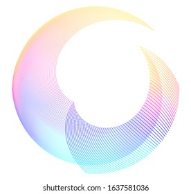 Abstract sign. Semicircle flat icon. Half round many lines image. Vector illustration eps 10 logo for web design, mobile & infographic. Black & rainbow tone pattern isolated on white background.