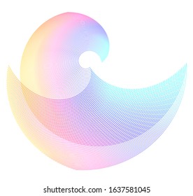 Abstract sign. Semicircle flat icon. Half round many lines image. Vector illustration eps 10 logo for web design, mobile & infographic. Black & rainbow tone pattern isolated on white background.