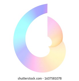 Abstract sign. Semicircle flat icon. Half round many lines image. Vector illustration eps 10 logo for web design, mobile & infographic. Black & rainbow tone pattern isolated on white background.