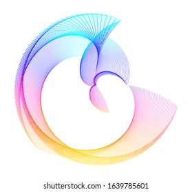 Abstract sign. Semicircle flat icon. Half round many lines image. Vector illustration eps 10 logo for web design, mobile & infographic. Black & rainbow tone pattern isolated on white background.