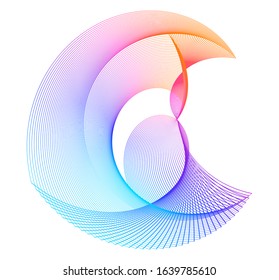 Abstract sign. Semicircle flat icon. Half round many lines image. Vector illustration eps 10 logo for web design, mobile & infographic. Black & rainbow tone pattern isolated on white background.