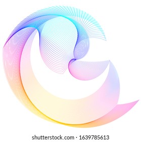 Abstract sign. Semicircle flat icon. Half round many lines image. Vector illustration eps 10 logo for web design, mobile & infographic. Black & rainbow tone pattern isolated on white background.