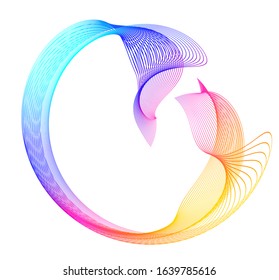 Abstract sign. Semicircle flat icon. Half round many lines image. Vector illustration eps 10 logo for web design, mobile & infographic. Black & rainbow tone pattern isolated on white background.
