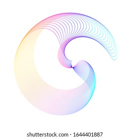 Abstract sign. Semicircle flat icon. Half round many lines image. Vector illustration eps 10 logo for web design, mobile & infographic. Black & rainbow tone pattern isolated on white background.