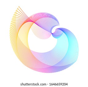 Abstract sign. Semicircle flat icon. Half round many lines image. Vector illustration eps 10 logo for web design, mobile & infographic. Black & rainbow tone pattern isolated on white background.