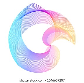 Signo abstracto. Icono plano semicírculo. Imagen de muchas líneas de media ronda. Ilustración vectorial, logo de 10 para diseño web, móvil e infográfico. Tono negro y arcoiris aislado en fondo blanco.