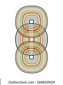 Signo abstracto. Icono plano semicírculo. Imagen de media ronda de muchas líneas. Ilustración vectorial eps 10 logo para diseño web, móvil e infografía. Patrón de tono negro y arcoiris aislado en fondo blanco.