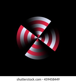 Abstract sign, symbol of sound, energy or rotation. Vector logo, logotype or design element, icon. 