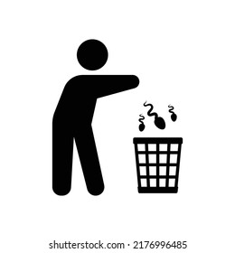 Una señal abstracta de arrojar esperma a la canasta de basura