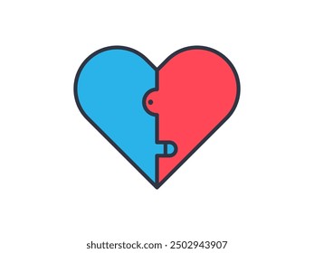 an abstract sign of two genders in a heart image. Isolated Vector illustration