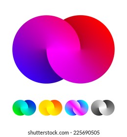 Abstract sign of two merged circles. Infinity logo sign. Spectrum icon.