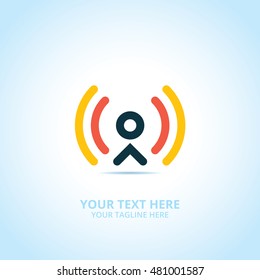 Abstract signal logo, design concept, emblem, icon, flat logotype element for template.