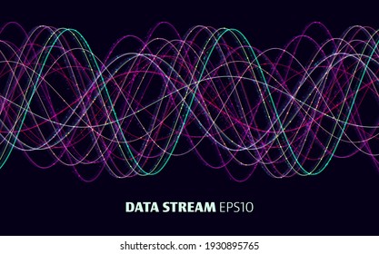 Abstraktes Signal, Vektorhintergrund. Vektor-Schallwelle. Signatur des Datenstreams Big Data.