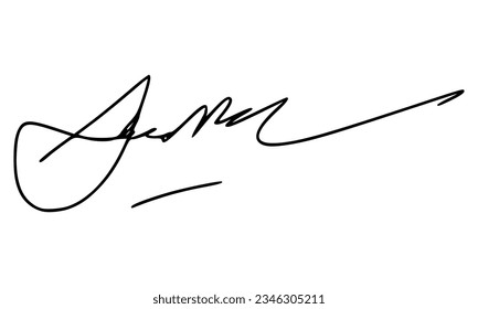 Abstract Signature for Documents. Vector with Transparent Background.