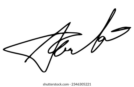 Abstract Signature for Documents. Vector with Transparent Background.