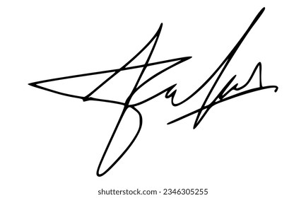 Abstract Signature for Documents. Vector with Transparent Background.