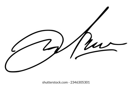 Abstract Signature for Documents. Vector with Transparent Background.