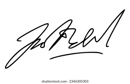 Abstract Signature for Documents. Vector with Transparent Background.