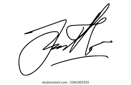 Abstract Signature for Documents. Vector with Transparent Background.