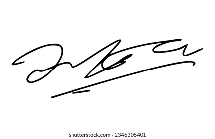 Abstract Signature for Documents. Vector with Transparent Background.