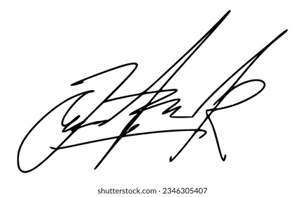 Abstrakte Unterschrift für Dokumente. Vektorgrafik mit transparentem Hintergrund.