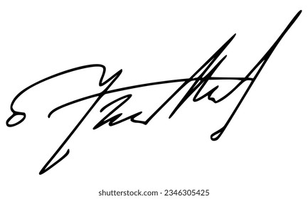 Abstract Signature for Documents. Vector with Transparent Background.