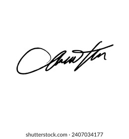 Abstract signature front letter C. Vector with black writing and transparent backgrond.