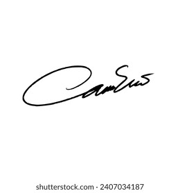 Abstract signature front letter C. Vector with black writing and transparent backgrond.