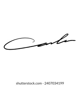 Abstract signature front letter C. Vector with black writing and transparent backgrond.