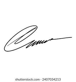 Abstract signature front letter C. Vector with black writing and transparent backgrond.