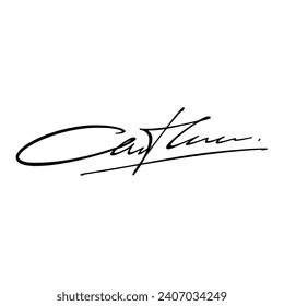 Abstract signature front letter C. Vector with black writing and transparent backgrond.