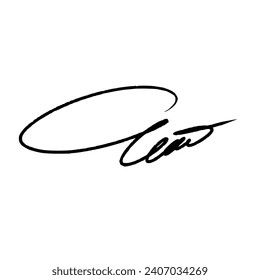 Abstract signature front letter C. Vector with black writing and transparent backgrond.