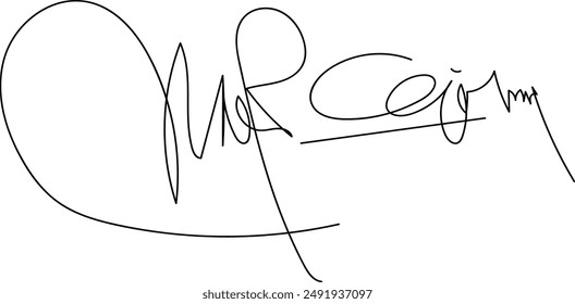 Abstract signature front letter m,c. Vector with black writing and transparent backgrond., Abstract Signature for Documents, Handwritten signature.eps8