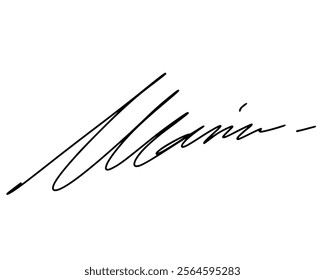 Abstract signature idea of ​​first letter M. Vector with transparent background or alpha channel.