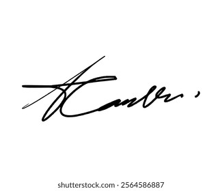 Abstract signature idea starting letter K for document. Vector with transparent background or alpha channel.