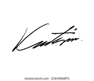 Abstract signature idea starting letter K for document. Vector with transparent background or alpha channel.