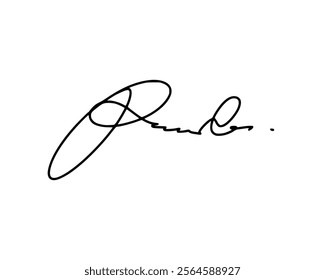 Abstract signature idea starting letter R for document. Vector with transparent background or alpha channel.