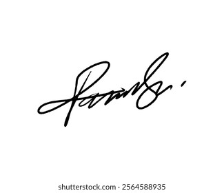 Abstract signature idea starting letter R for document. Vector with transparent background or alpha channel.