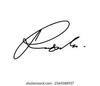 Abstract signature idea starting letter R for document. Vector with transparent background or alpha channel.