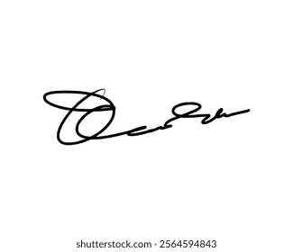 Abstract signature idea starting letter O for document. Vector with transparent background or alpha channel.