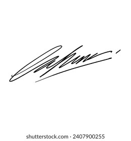 Abstract signature letter L. Vector illustration with black lettering and transparent background.