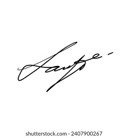 Abstract signature letter L. Vector illustration with black lettering and transparent background.