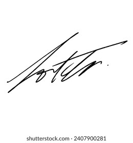 Abstract signature letter L. Vector illustration with black lettering and transparent background.