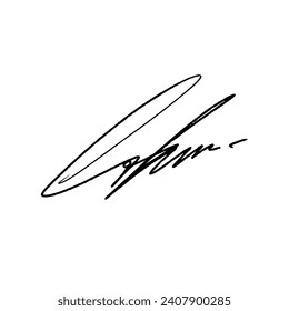 Abstract signature letter L. Vector illustration with black lettering and transparent background.