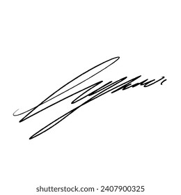 Abstract signature letter L. Vector illustration with black lettering and transparent background.